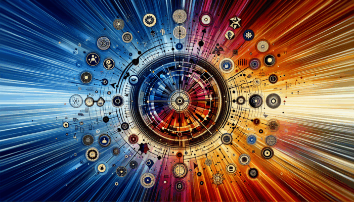 A content map with "Main Topic" at the center and branches to subtopics on a vibrant background.