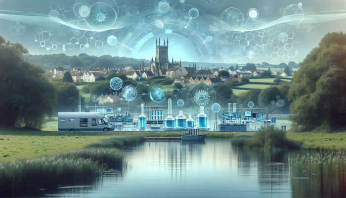 A tranquil laboratory in Bicester surrounded by nature, conducting precise hormone testing, symbolizing trust and health.