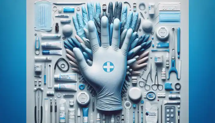 A variety of durable nitrile gloves from top brands like Ansell, Sempermed, and Microflex displayed on a medical background.