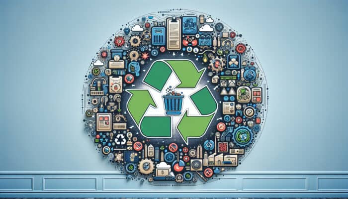 Disposing of Waste Legally in the UK: Infographic illustrating UK waste disposal regulations, including the Environmental Protection Act 1990 and Waste Regulations 2011, along with recycling symbols.