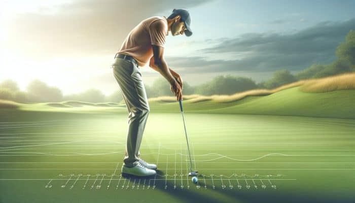 A golfer on a South African green demonstrating ideal putting posture with aligned eyes, relaxed shoulders, and a straight back.