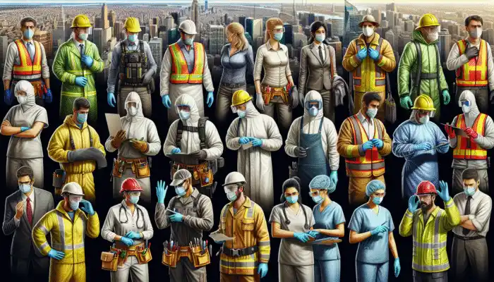 Safety Gloves in Stamford: Workers wearing safety gloves for protection in construction and healthcare settings.