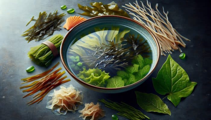 Top Recipes for Boosting Immunity: A steaming bowl of clear soup with kombu, nori, and wakame, enhancing flavor and nutrition.